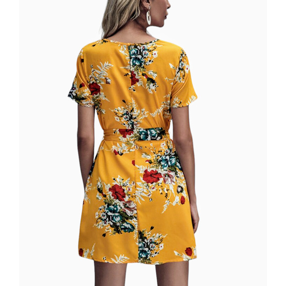 SHEIN Yellow Floral Shift Dress Size Small - Picture 2 of 11